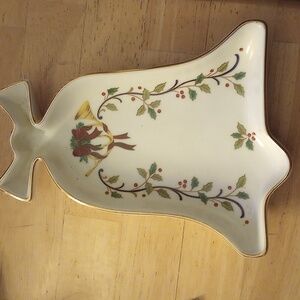 Mikasa Christmas Bell Dish Fine Porcelain "Holiday Elegance" Pattern FK001